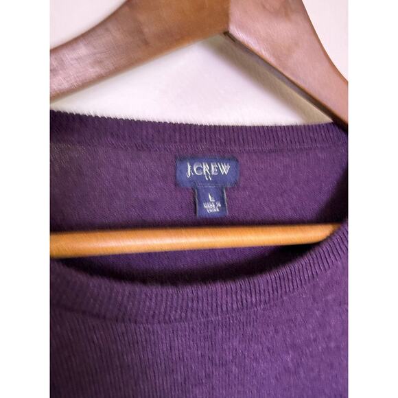 J.Crew Men’s Merino Wool Blend Crewneck Sweater Purple Plum Long Sleeve Size L - Picture 2 of 4